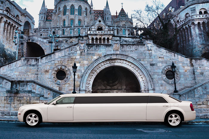 White wedding limousine hire Budapest