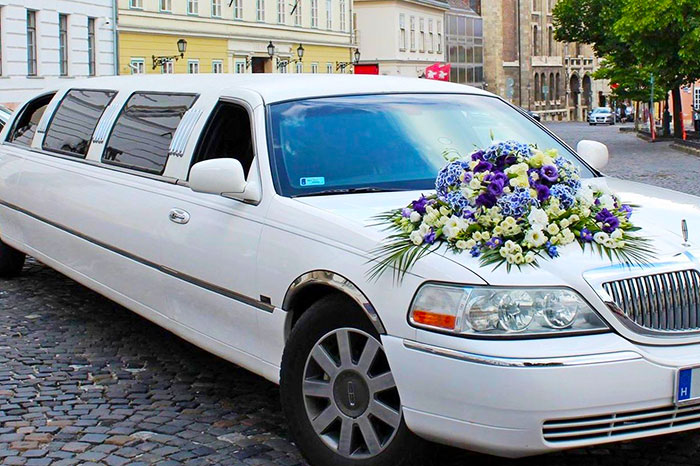 White wedding limousine rental Budapest